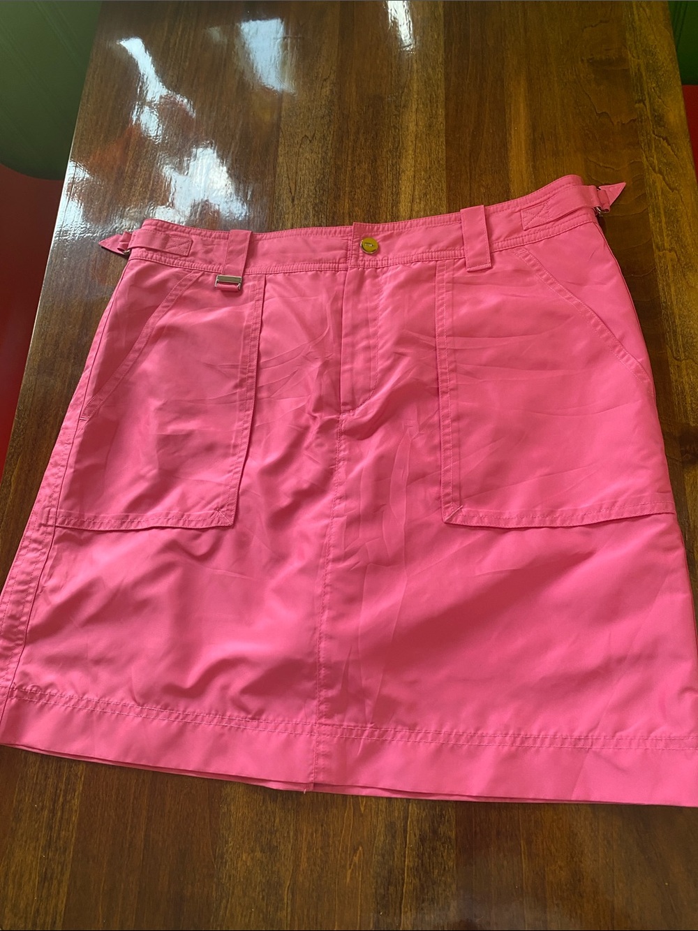 Ralph Lauren Bright Pink Utility Golf Skirt with Gold Hardware